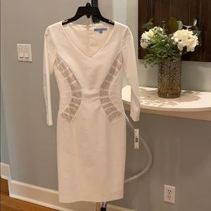 Long sleeve ivory body con dress